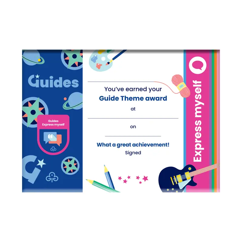 Theme award - Guides express myself certificate